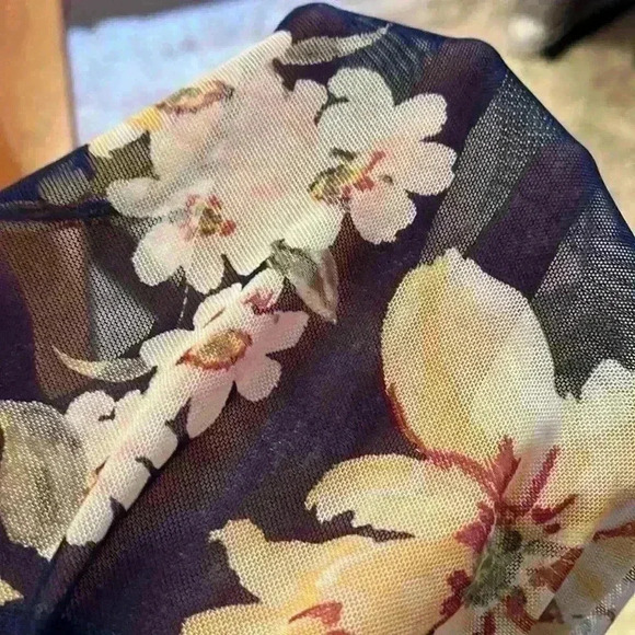 Ultra Flirt Navy Floral Long swim Coverup Mesh Duster Sixe XL - Picture 8 of 8